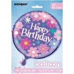 BIRTHDAY BLOSSOMS ROUND FOIL BALLOON 18"
