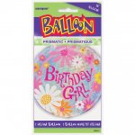 BIRTHDAY GIRL PRISM ROUND FOIL BALLOON 18"