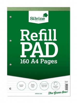 Silvine A4 Refill Pad Perforated Narrow Lines 160 Pages