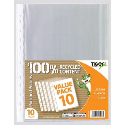 Tiger A4 Value Pack 10 Punched Pockets