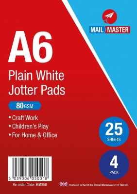 Mail Master A6 Jotter Pad 25 Sheets Pack Of 4