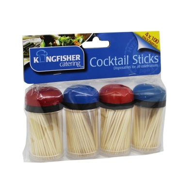 Wooden Cocktail Sticks 4 X 100 Pack