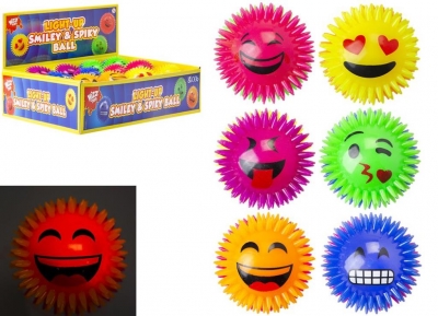 Light Up 6.5cm Smiley Face Spikey Ball ( Assorted Colours )