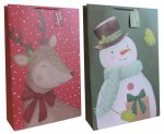 Gift Bag Christmas Reindeer/Snowman Super Jumbo (46.5 X 70x16)