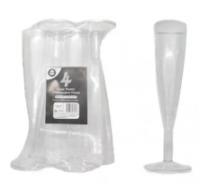 Reusable Clear Plastic Champagne Flutes 4PC