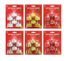 LED Glitter/shiny Tealight Candles 6 Pack