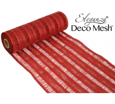 Deco Mesh Burlap Stripe 25cm x 4.57m Red