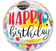 Qualatex 22" Birthday Circles & Dot Patterns Bubble Balloon