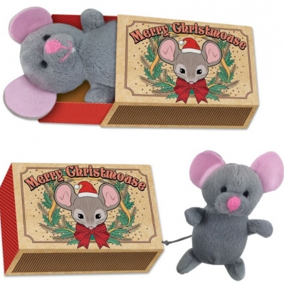 Christmas Plush Mouse In A Matchbox 12 x 8 x 4cm