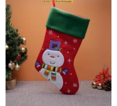 Deluxe Plush Red Green Top Snowman Stocking 40cm X 25cm