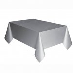 Silver Solid Rectangular Plastic Table Cover 54"X108"