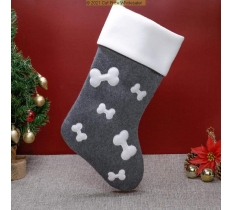 Deluxe Plush Charcoal Bones Christmas Stocking 40cm X 25cm