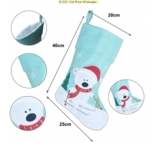 Deluxe Plush Polar Bear Mint Green Stocking 40cm X 25cm