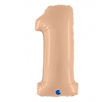 Nude 40" Number 1 Satin Foil Balloon ( 1 )