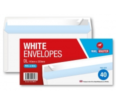 Mail Master DL White Peel & Seal 40 Pack Envelope