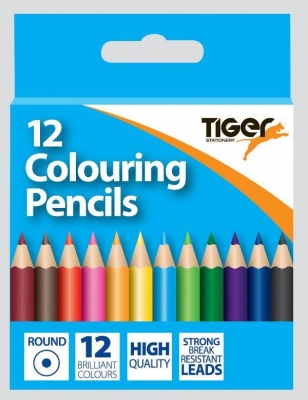 Tiger Half Length Colouring Pencils 12 Pack