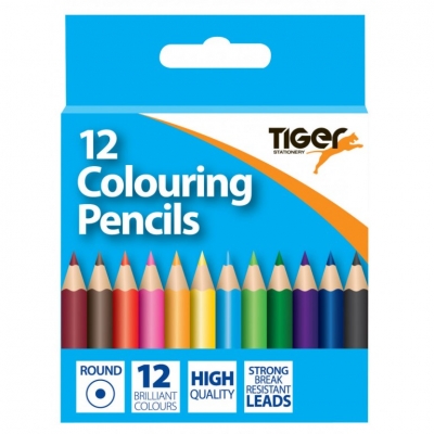 Tiger Half Length Colouring Pencils 12 Pack