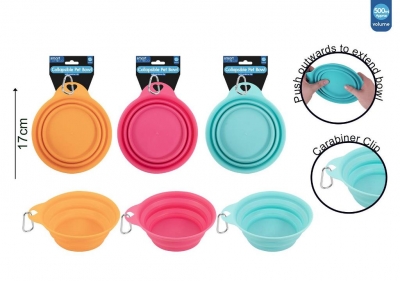 Smart Choice Collapsible Pet Bowl With Clip 3 Assorted