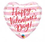 Qualatex 18" Heart Valentines Day Pink Stripes Balloon