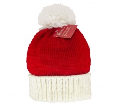 ADULT RED/WHITE BEANIE HAT