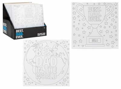 Colour Your Own Dad Canvas 25cm X 25cm 2 Assorted