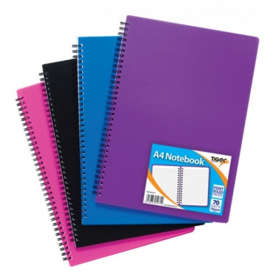 Tiger A4 Polyprop Twin Wire Notebook 140 Pages