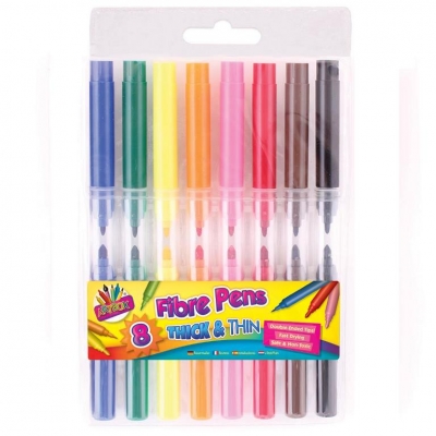 8 Pack Thick And Thin Fibre Pen