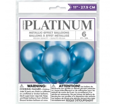 11" Blue Platinum Latex Balloons Pack Of 6