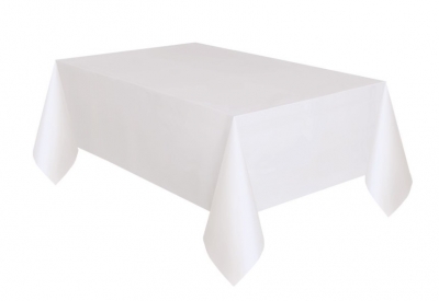 White Solid Rectangular Plastic Table Cover