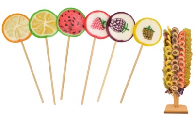 Fruit 25g Lollipops With Wooden Stand X 150 ( 40p Each )