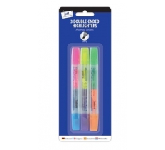 3 Double-Ended Highlighters, 6 Colours