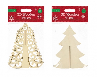 3D Wooden Filigree Tree 2 Pack