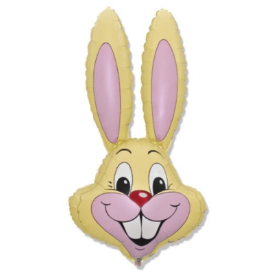 35" Yellow Bunny Rabbit Head Foil Balloon Packaged