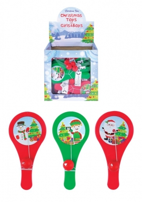 Christmas 12cm Paddle Bat & Ball X 96pcs ( 17p Each )