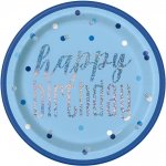 Birtday Glitz Blue 9" Plate 8 Pack