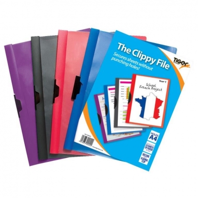 Tiger A4 Clippy File ( Assorted Colours )