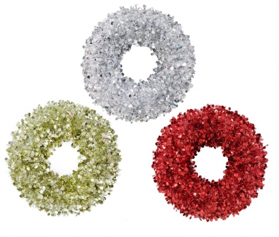 TINSEL WREATH DOTS 39cm