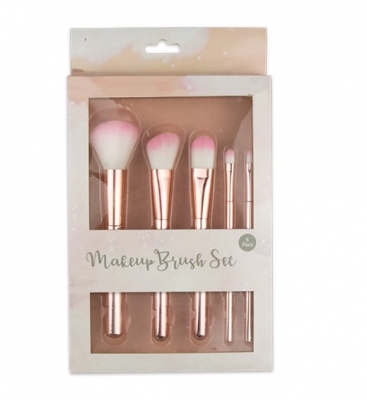 Pink Chrome Makeup Brush Set 5 Pieces