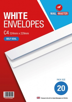 Mail Master C4 White Self Seal 20 Pack Envelope