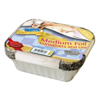 Medium Foil Food Containers And Lids 9 Pack