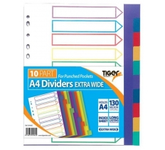 Tiger A4 Ex Wide 10 Part Pp Dividers