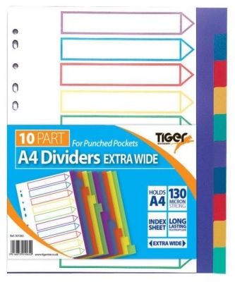 Tiger A4 Ex Wide 10 Part Pp Dividers