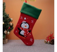 Deluxe Plush Red Green Top Penguin Stocking 40cm X 25cm