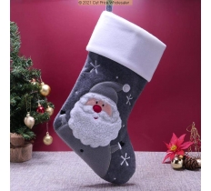 Deluxe Plush Charcoal Santa Christmas Stocking 40cm X 25cm