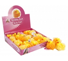 Bath Time Puff With Vinyl Duck On Rope 2 Assorted