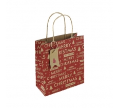 Christmas Red Kraft Text Medium Bag ( Merry Christmas )