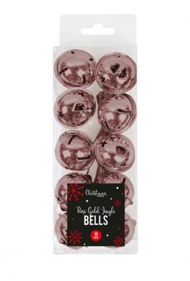 Rose Gold Christmas Jingle Bells - 10 Pack