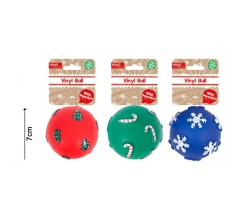 Christmas Squeaky Festive Ball Vinyl Dog Toy