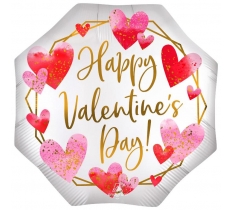 Super Shape Satin Watercolor Happy Valentines Day Balloon