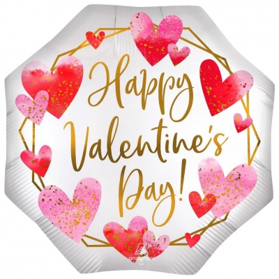 Super Shape Satin Watercolor Happy Valentines Day Balloon